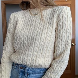 vintage cream cable knit sweater